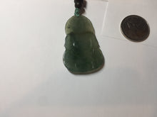 Load image into Gallery viewer, 100% natural grade A icy watery dark green gray jadeite jade Guanyin pendants PB202
