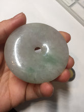 Load image into Gallery viewer, 56.6mm 100% Natural sunny green/purple/gray jadeite Jade big Safety Guardian Button(donut) Pendant/worry stone F143

