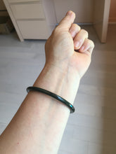 Load image into Gallery viewer, 54-64mm certified 100% Natural dark green black (青玉) slim round cut nephrite group Jade bangle HT106
