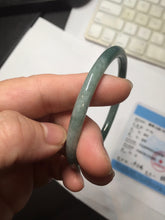 Load image into Gallery viewer, 57.6mm Certified Type A 100% Natural dark green/blue/gray with Guatemala slim round cut Jadeite bangle PJ91-3451
