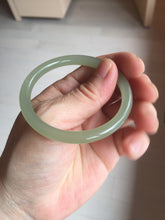 Load image into Gallery viewer, 51mm Certified 100% Natural icy white light yellow green gray slim round cut nephrite jade bangle HN160-8259
