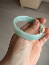 Load image into Gallery viewer, 52mm Certified Type A 100% Natural sunny green white square Jadeite Jade bangle AJ71-1346
