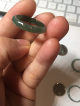 Load image into Gallery viewer, 18.8mm size 8 3/4 100% natural type A icy watery green/blue slim style Guatemala jadeite jade band ring group  BP73
