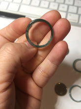 Load image into Gallery viewer, 18.8mm size 8 3/4 100% natural type A icy watery green/blue slim style Guatemala jadeite jade band ring group  BP73
