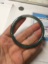 Load image into Gallery viewer, 54.9mm Certified Type A 100% Natural dark green/blue/gray with Guatemala slim round cut Jadeite bangle PJ92-3448
