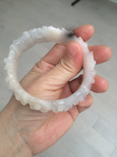 Load image into Gallery viewer, 55mm 100% natural light pink/gray/beige/white Quartzite (Shetaicui jade) carved flowers bangle SY52
