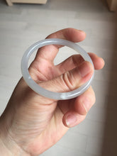Load image into Gallery viewer, 53.9mm Certified 100% Natural icy gray (灰冰) pale pink(藕粉) slim round cut nephrite jade bangle HN159-9101
