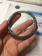 Load image into Gallery viewer, 54.9mm Certified Type A 100% Natural dark green/blue/gray with Guatemala slim round cut Jadeite bangle PJ92-3448

