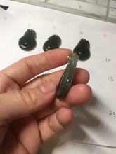 Load image into Gallery viewer, 100% Natural type A dark green/gray/black(油青) Jadeite Jade seashell (福贝)  pendant group BP187
