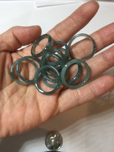 Load image into Gallery viewer, 18.8mm size 8 3/4 100% natural type A icy watery green/blue slim style Guatemala jadeite jade band ring group PE78
