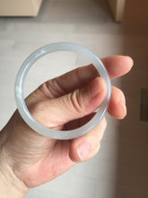Load image into Gallery viewer, 53.9mm Certified 100% Natural icy gray (灰冰) pale pink(藕粉) slim round cut nephrite jade bangle HN159-9101
