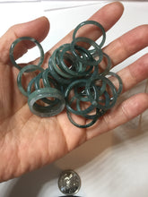 Load image into Gallery viewer, 18.8mm size 8 3/4 100% natural type A icy watery green/blue slim style Guatemala jadeite jade band ring group PE78
