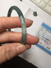 Load image into Gallery viewer, 54.9mm Certified Type A 100% Natural dark green/blue/gray with Guatemala slim round cut Jadeite bangle PJ92-3448
