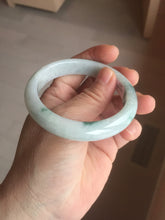 Load image into Gallery viewer, 54.6mm Certified Type A 100% Natural white/light green with grenn floating flowers Jadeite Jade bangle E154-2437
