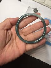 Load image into Gallery viewer, 54.9mm Certified Type A 100% Natural dark green/blue/gray with Guatemala slim round cut Jadeite bangle PJ92-3448
