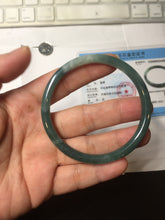 Load image into Gallery viewer, 54.9mm Certified Type A 100% Natural dark green/blue/gray with Guatemala slim round cut Jadeite bangle PJ92-3448
