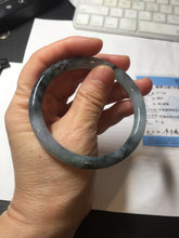 Load image into Gallery viewer, 55.8mm Certified Type A 100% Natural icy watery dark green/purple/gray round cut Jadeite bangle AA131-6925
