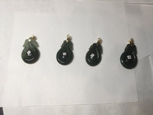 Load image into Gallery viewer, 100% Natural type A dark green/gray/black(油青) Jadeite Jade seashell (福贝)  pendant group BP187
