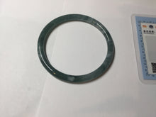 Load image into Gallery viewer, 55.4mm Certified Type A 100% Natural dark green/blue/gray Guatemala slim round cut Jadeite bangle PH8-2351
