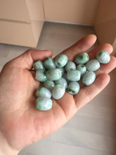 Load image into Gallery viewer, 13.3-13.5mm Type A 100% Natural sunny green/white/light purple olive shape Jadeite Jade LuluTong (Every road is smooth) bead pendant group BP154
