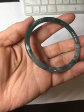 Load image into Gallery viewer, 55.4mm Certified Type A 100% Natural dark green/blue/gray Guatemala slim round cut Jadeite bangle PH8-2351
