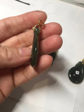 Load image into Gallery viewer, 100% Natural type A dark green/gray/black(油青) Jadeite Jade seashell (福贝)  pendant group BP187
