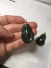 Load image into Gallery viewer, 100% Natural type A dark green/gray/black(油青) Jadeite Jade seashell (福贝)  pendant group BP187
