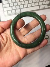 Load image into Gallery viewer, 54.8mm Certified 100% Natural Deep Pine Green/Black "Serene Ember Forest" Nephrite (red-skin nephrite 红皮碧玉)  Bangle HT168-12-6184
