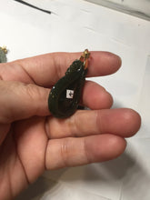 Load image into Gallery viewer, 100% Natural type A dark green/gray/black(油青) Jadeite Jade seashell (福贝)  pendant group BP187
