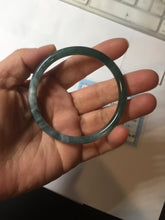 Load image into Gallery viewer, 55.4mm Certified Type A 100% Natural dark green/blue/gray Guatemala slim round cut Jadeite bangle PH8-2351
