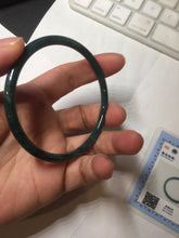 Load image into Gallery viewer, 59mm Certified Type A 100% Natural dark green/blue/gray Guatemala slim round cut Jadeite bangle PA150-8854
