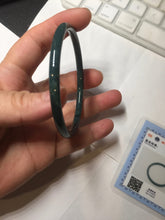 Load image into Gallery viewer, 59mm Certified Type A 100% Natural dark green/blue/gray Guatemala slim round cut Jadeite bangle PA150-8854
