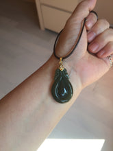 Load image into Gallery viewer, 100% Natural type A dark green/gray/black(油青) Jadeite Jade seashell (福贝)  pendant group BP187
