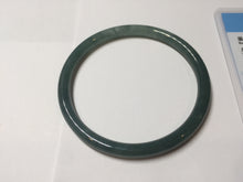 Load image into Gallery viewer, 56.8mm Certified Type A 100% Natural dark green/blue/gray with Guatemala slim round cut Jadeite bangle PJ93-3450
