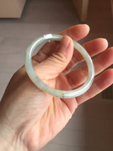 Load image into Gallery viewer, 55mm Certified type A 100% Natural light green gray black slim round cut Jadeite bangle PA204-2448
