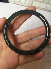 Load image into Gallery viewer, 54.1mm Certified Type A 100% Natural dark green/blue/gray with Guatemala slim round cut Jadeite bangle PJ76-0686
