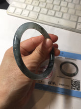 Load image into Gallery viewer, 55.8mm Certified Type A 100% Natural icy watery dark green/purple/gray round cut Jadeite bangle AA131-6925
