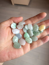 Load image into Gallery viewer, Type A 100% Natural icy watery sunny green/purple/white/yellow Jadeite Jade Peach Pendant group BF151
