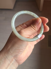 Load image into Gallery viewer, 55mm Certified type A 100% Natural light green gray black slim round cut Jadeite bangle PA204-2448
