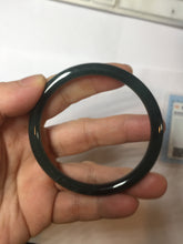 Load image into Gallery viewer, 54.1mm Certified Type A 100% Natural dark green/blue/gray with Guatemala slim round cut Jadeite bangle PJ76-0686
