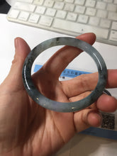 Load image into Gallery viewer, 55.8mm Certified Type A 100% Natural icy watery dark green/purple/gray round cut Jadeite bangle AA131-6925
