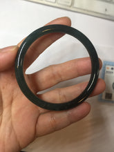 Load image into Gallery viewer, 54.1mm Certified Type A 100% Natural dark green/blue/gray with Guatemala slim round cut Jadeite bangle PJ76-0686
