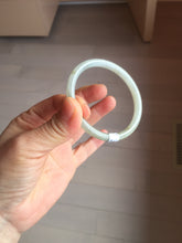 Load image into Gallery viewer, 55mm Certified type A 100% Natural light green gray black slim round cut Jadeite bangle PA204-2448
