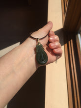 Load image into Gallery viewer, 100% Natural type A dark green/gray/black(油青) Jadeite Jade seashell (福贝)  pendant group BP187

