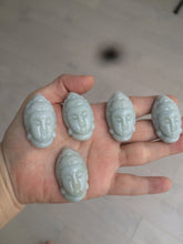 Load image into Gallery viewer, 39mm 100% natural light green/white Guanyin jadeite jade pendant/hand held BF91
