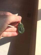 Load image into Gallery viewer, 100% Natural type A dark green/gray/black(油青) Jadeite Jade seashell (福贝)  pendant group BP187
