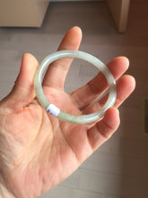 Load image into Gallery viewer, 55mm Certified type A 100% Natural light green gray black slim round cut Jadeite bangle PA204-2448
