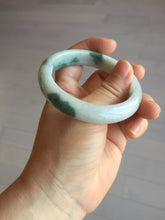Load image into Gallery viewer, 54.6mm Certified Type A 100% Natural white/light green with grenn floating flowers Jadeite Jade bangle E154-2437
