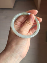 Load image into Gallery viewer, 55mm Certified type A 100% Natural light green gray black slim round cut Jadeite bangle PA204-2448
