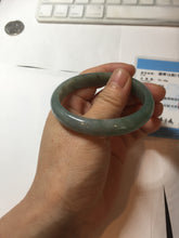 Load image into Gallery viewer, 54.5mm certified Type A 100% Natural dark green gary(油青) oval Jadeite Jade bangle PB206-3357
